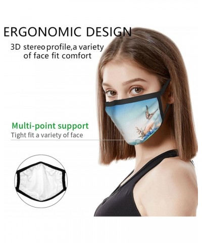 Hydrangea and Daisy Butterfly Face Mouth Cover for Unisex Creative Print Nose Protect Shield $9.11 Balaclavas