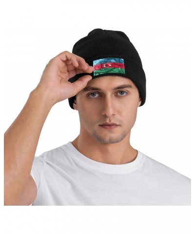 Azerbaijan Bitcoin Flag Knitted Hat Cold Weather Hat Warm Brimless hat Elastic Force Caps Black $11.49 Skullies & Beanies