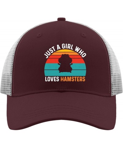 Just A Girls Who Loves Hamsters Trucker Hat Dad Hats Apricot Sun Hat Men Gifts for Boyfriends Golf Caps Chestnut Red $8.61 Su...