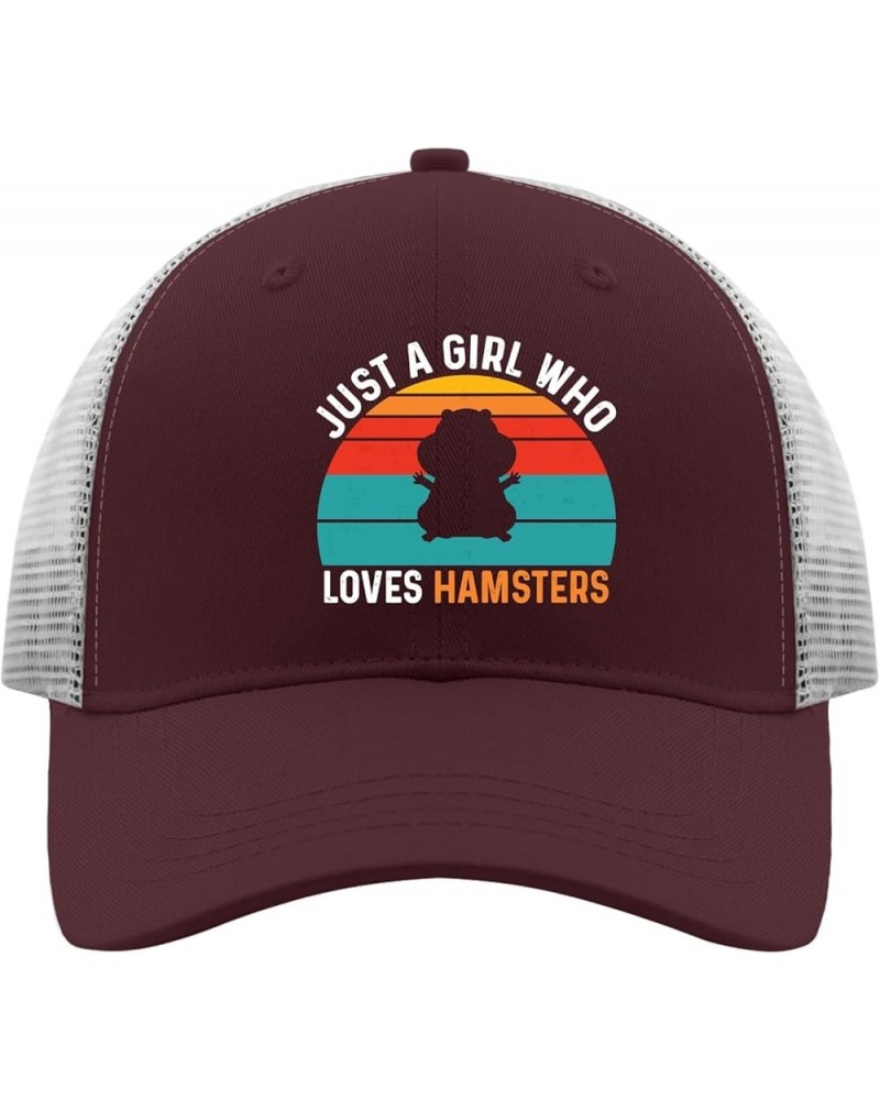 Just A Girls Who Loves Hamsters Trucker Hat Dad Hats Apricot Sun Hat Men Gifts for Boyfriends Golf Caps Chestnut Red $8.61 Su...