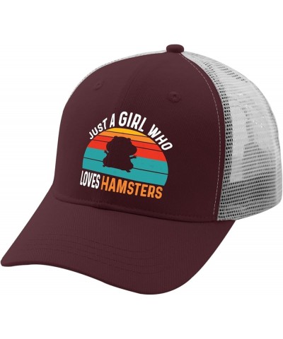 Just A Girls Who Loves Hamsters Trucker Hat Dad Hats Apricot Sun Hat Men Gifts for Boyfriends Golf Caps Chestnut Red $8.61 Su...