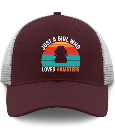 Just A Girls Who Loves Hamsters Trucker Hat Dad Hats Apricot Sun Hat Men Gifts for Boyfriends Golf Caps Chestnut Red $8.61 Su...