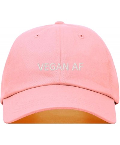 Vegan AF Baseball Hat, Embroidered Dad Cap, Unstructured Soft Cotton, Adjustable Strap Back (Multiple Colors) Light Pink $11....