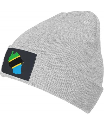 Tanzania Terrain Map Beanie Hat for Men Women Soft Cozy Skull Cap Winter Warm Knit Hats Gray $11.60 Skullies & Beanies