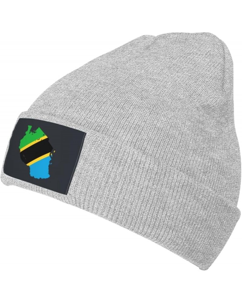 Tanzania Terrain Map Beanie Hat for Men Women Soft Cozy Skull Cap Winter Warm Knit Hats Gray $11.60 Skullies & Beanies