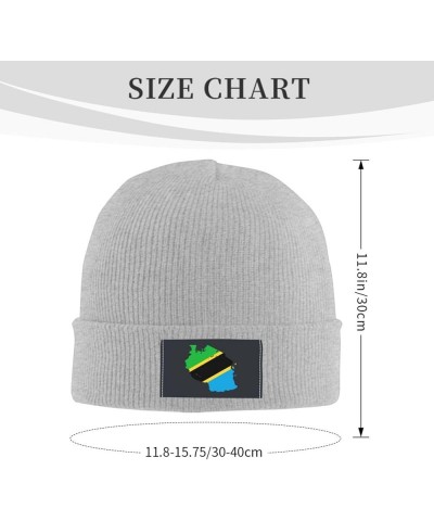 Tanzania Terrain Map Beanie Hat for Men Women Soft Cozy Skull Cap Winter Warm Knit Hats Gray $11.60 Skullies & Beanies