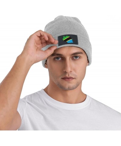 Tanzania Terrain Map Beanie Hat for Men Women Soft Cozy Skull Cap Winter Warm Knit Hats Gray $11.60 Skullies & Beanies