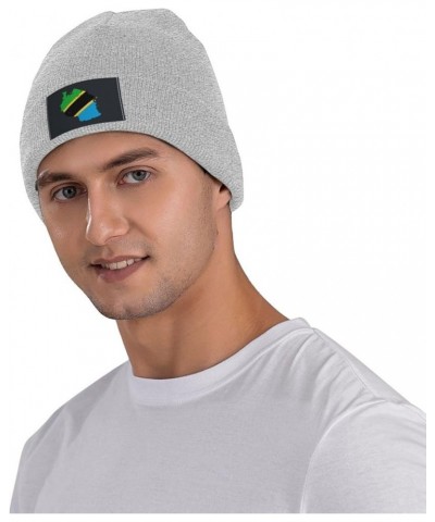 Tanzania Terrain Map Beanie Hat for Men Women Soft Cozy Skull Cap Winter Warm Knit Hats Gray $11.60 Skullies & Beanies