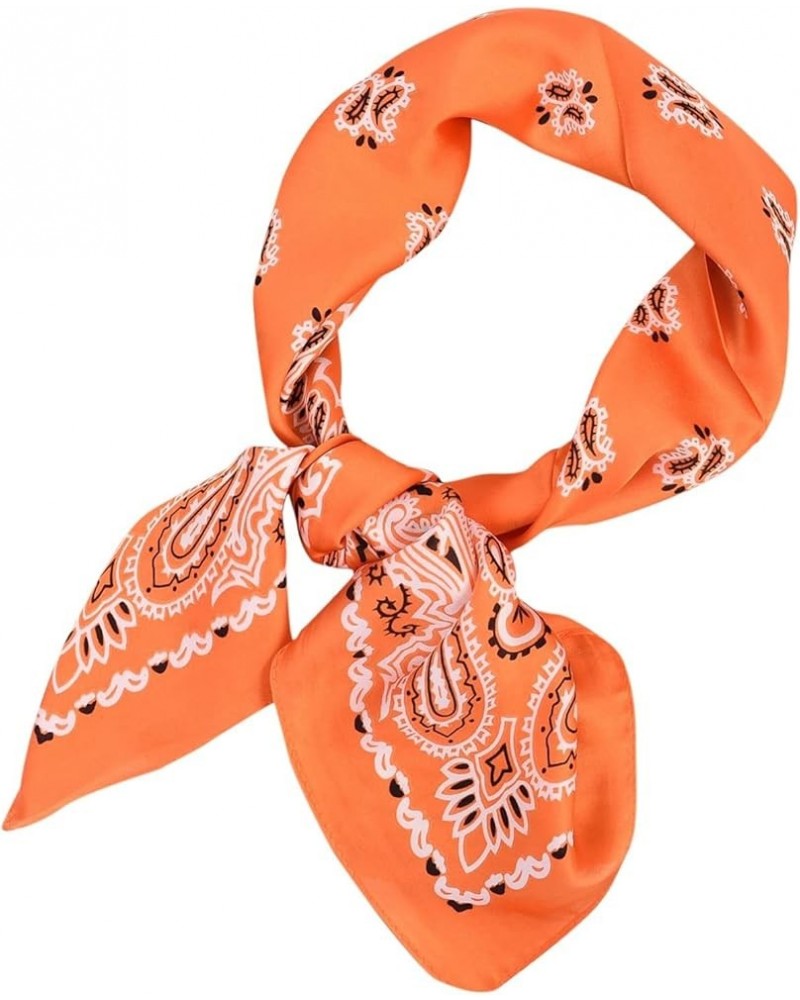 27.5 Inches Satin Head Scarf Hair Scarf Silk Head Scarf Silk Bandana Silk Hair Wrap Neck Scarf for Women Girls Orange $7.23 S...