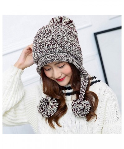 Womens Winter Knitting Beanies Hat,Fashion Thick Warm Earflap Skullies Beanies Pompon Ski Beanie Hats 5 $12.18 Skullies & Bea...