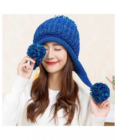 Womens Winter Knitting Beanies Hat,Fashion Thick Warm Earflap Skullies Beanies Pompon Ski Beanie Hats 5 $12.18 Skullies & Bea...