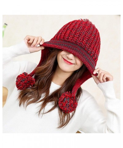 Womens Winter Knitting Beanies Hat,Fashion Thick Warm Earflap Skullies Beanies Pompon Ski Beanie Hats 5 $12.18 Skullies & Bea...