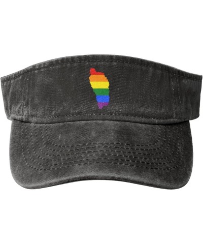 LGBT Flag Map of Dominica Sun Visor Hats for Women Men Adjustable Sports Sun Hats Cotton Golf Cap Black $9.71 Visors