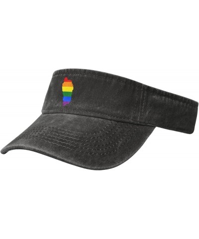 LGBT Flag Map of Dominica Sun Visor Hats for Women Men Adjustable Sports Sun Hats Cotton Golf Cap Black $9.71 Visors