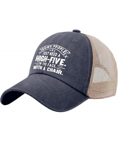 Some People Just Need A High-Five Trucker Hat Women Funny Mesh Baseball Cap for Summer Purplish Blue04 $8.69 Baseball Caps