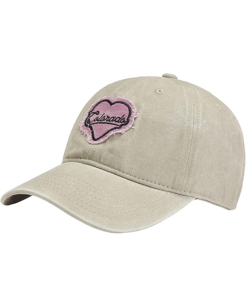 Men and Women' Hat Fashion Love Baseball Cap Ripped Denim Peaked Outdoor Sun Visor Choir Hats Beige $6.94 Baseball Caps