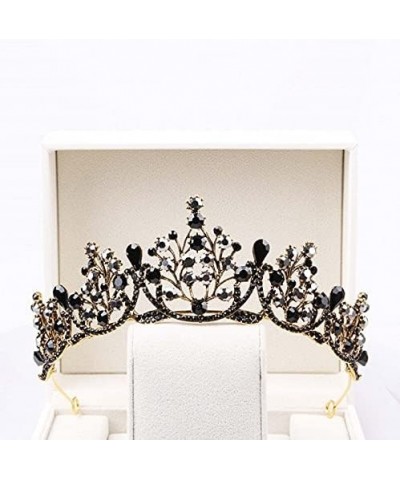 Hair Jewelry Crown Tiaras for Women Baroque Black Crystal Big Round Bridal Tiaras Crowns Pageant Prom Diadem Rhinestone Veil ...