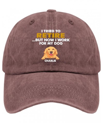 l Tried to Retire but Now l Work for My Dog Charlie hat Mens Vintage Cotton Washed Baseball Caps $21.04 Baseball Caps