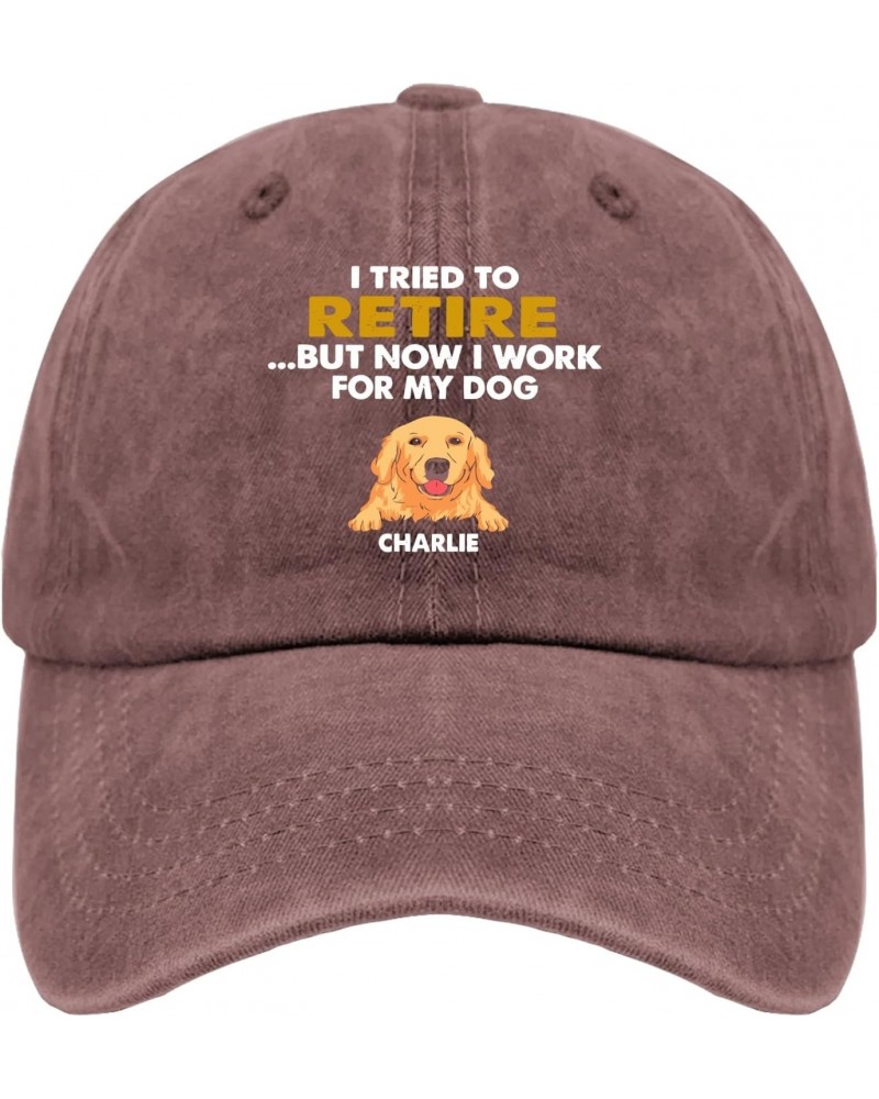 l Tried to Retire but Now l Work for My Dog Charlie hat Mens Vintage Cotton Washed Baseball Caps $21.04 Baseball Caps