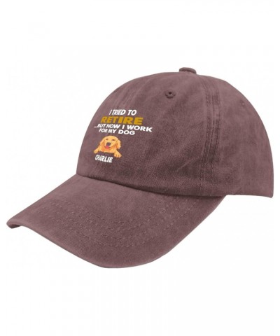 l Tried to Retire but Now l Work for My Dog Charlie hat Mens Vintage Cotton Washed Baseball Caps $21.04 Baseball Caps