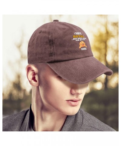 l Tried to Retire but Now l Work for My Dog Charlie hat Mens Vintage Cotton Washed Baseball Caps $21.04 Baseball Caps