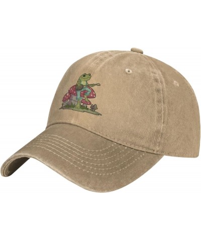 Hat Aesthetic Frog Playing Banjo on Mushroom Cute Cowboy hat Men Baseball Cap Women Trucker Hat Dad Cap Black Natural $8.44 B...