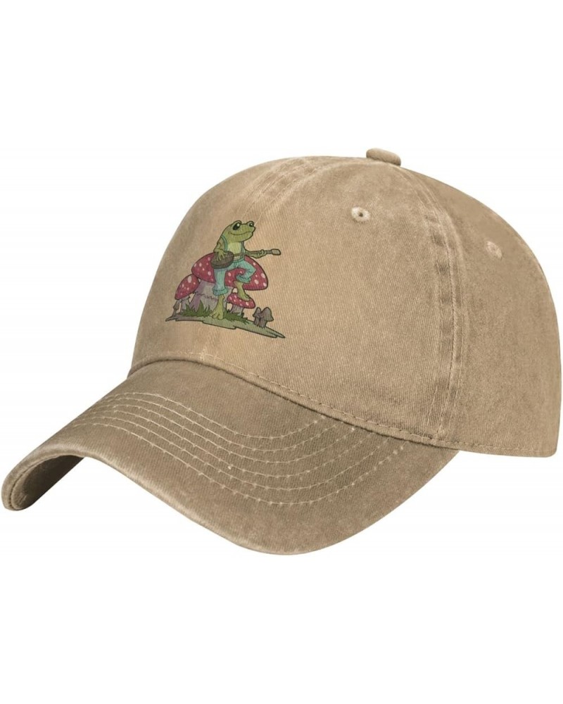 Hat Aesthetic Frog Playing Banjo on Mushroom Cute Cowboy hat Men Baseball Cap Women Trucker Hat Dad Cap Black Natural $8.44 B...