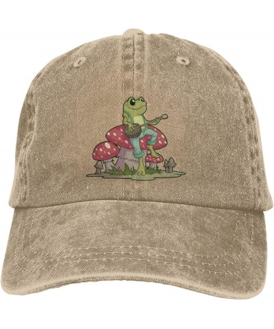 Hat Aesthetic Frog Playing Banjo on Mushroom Cute Cowboy hat Men Baseball Cap Women Trucker Hat Dad Cap Black Natural $8.44 B...