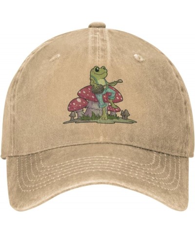 Hat Aesthetic Frog Playing Banjo on Mushroom Cute Cowboy hat Men Baseball Cap Women Trucker Hat Dad Cap Black Natural $8.44 B...