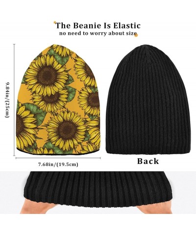 Adults Kids Women Men Winter Hats Leopard Printed Warm Fleece Lined Hat Windproof Beanie Hat Black Hand Drawn Sunflower $12.7...