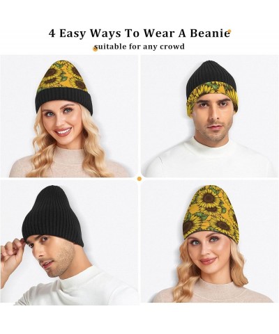 Adults Kids Women Men Winter Hats Leopard Printed Warm Fleece Lined Hat Windproof Beanie Hat Black Hand Drawn Sunflower $12.7...