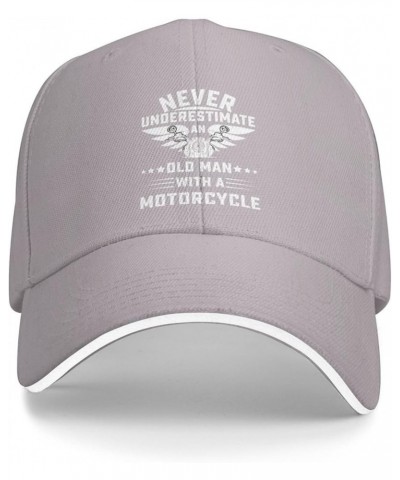 Never Underestimate an Old Man with A Motorcycle Baseball Cap Sandwich Brim Hats for Men Women Adjustable Caps Gray $11.48 Ba...