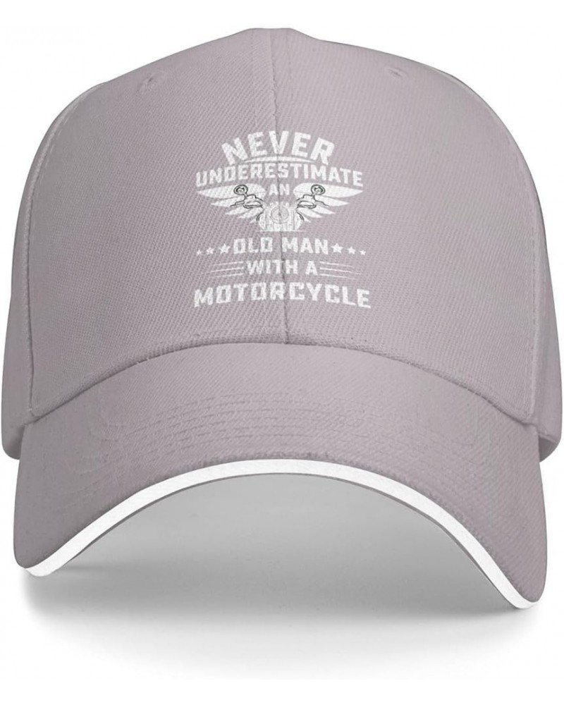 Never Underestimate an Old Man with A Motorcycle Baseball Cap Sandwich Brim Hats for Men Women Adjustable Caps Gray $11.48 Ba...