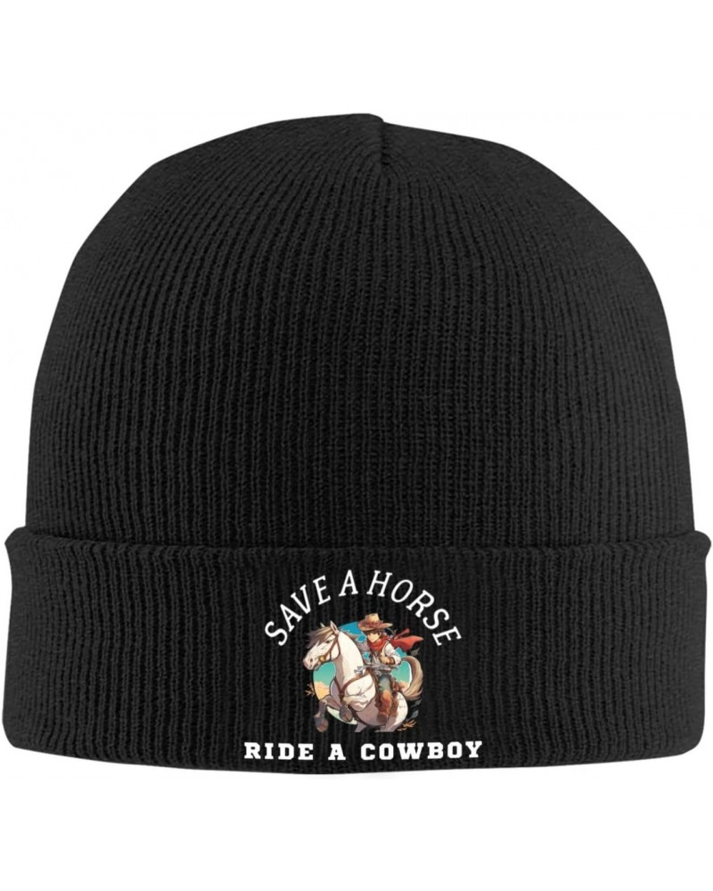 Save A Horse Ride A Cowboy Beanie Hat Skull Knit Warm Cap Women Men Soft Stretch for Winter7 Black $11.59 Skullies & Beanies