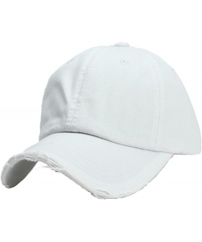 Unisex Baseball Denim Adjustable Cap Washed Splice Hat Casual Hole Visors Lightweight Visors Women White $10.49 Visors