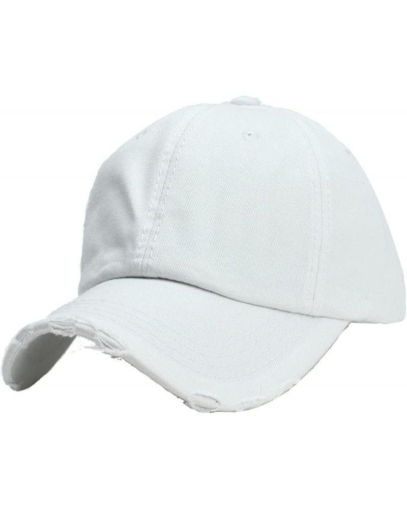 Unisex Baseball Denim Adjustable Cap Washed Splice Hat Casual Hole Visors Lightweight Visors Women White $10.49 Visors