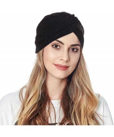 Women Turbans Knot Pre Tied Bonnet Cap Headwraps Hats Hats for Small Heads Women 1-black $10.30 Skullies & Beanies