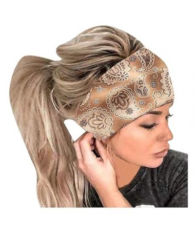 Teen Girls Hair Accessories Bandana Women Headband Head Print Hair Band Elastic Wrap Headband Headband (Grey, One Size) Khaki...