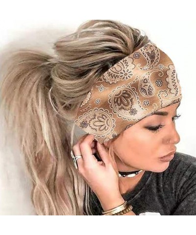 Teen Girls Hair Accessories Bandana Women Headband Head Print Hair Band Elastic Wrap Headband Headband (Grey, One Size) Khaki...