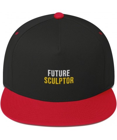 Future Sculptor Hat (Embroidered Flat Bill Cap) Sculptor Apparel Black/ Red $21.19 Baseball Caps