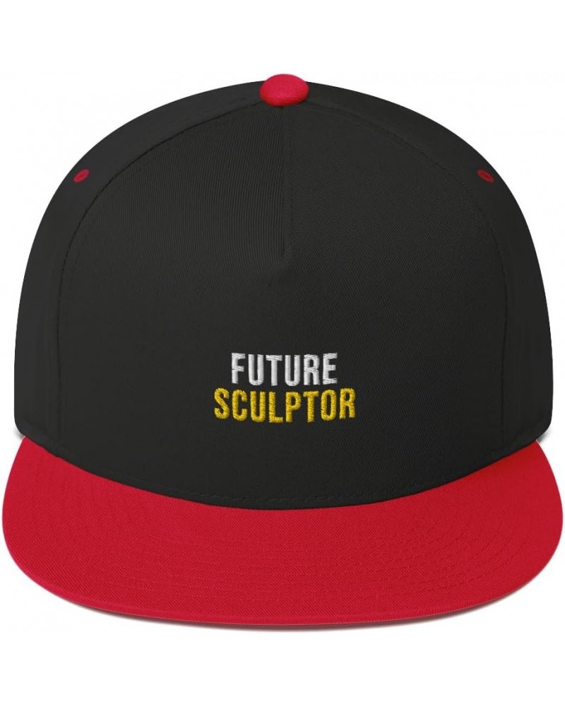 Future Sculptor Hat (Embroidered Flat Bill Cap) Sculptor Apparel Black/ Red $21.19 Baseball Caps