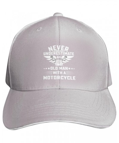 Never Underestimate an Old Man with A Motorcycle Baseball Cap Sandwich Brim Hats for Men Women Adjustable Caps Gray $11.48 Ba...