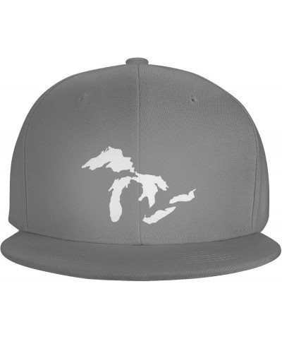 Michigan Great Lakes State Map Baseball Hat Adjustable Fashion Classic Snapback Hat for Men Women Black Gray $12.53 Baseball ...