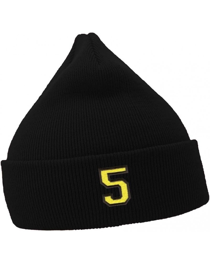 Mens Beanie Hats Soprt Letter 5 Embroidered Casual Knit Hats for Women Winter Black $12.16 Skullies & Beanies