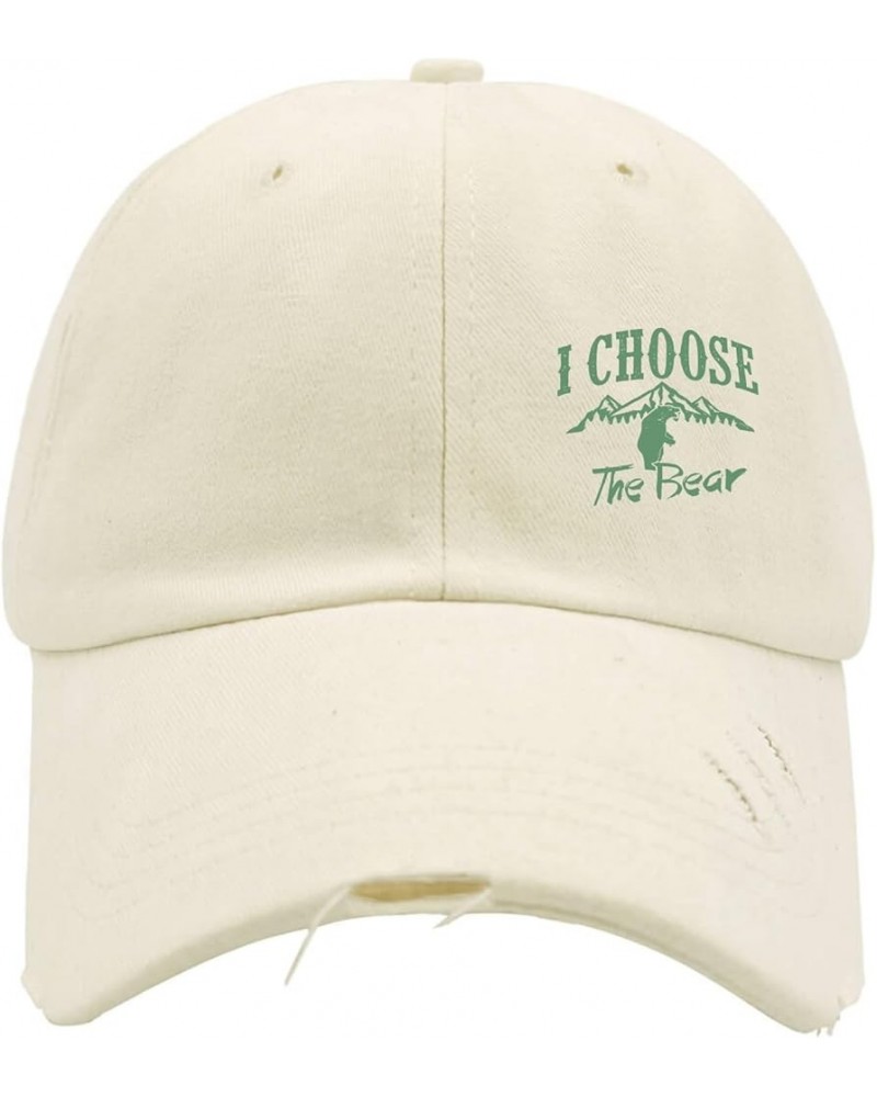 Baseball Hats I Choose The Bear Trucker Hats for Women Fashion Polyester Snapbacks Cream-coloured-distressed Baseball Hat $11...