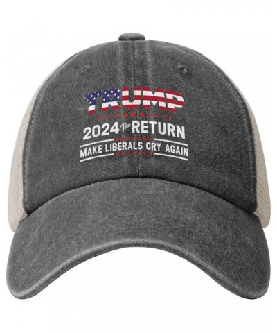 Donald Trump 2024 The Return Make Liberals Cry Again Trump Lovers Gifts Cowboy Hat Adult Mesh Baseball Cap Black Deep Heather...