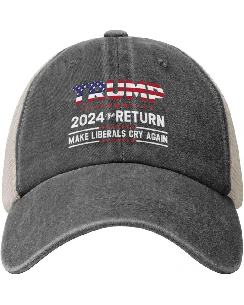 Donald Trump 2024 The Return Make Liberals Cry Again Trump Lovers Gifts Cowboy Hat Adult Mesh Baseball Cap Black Deep Heather...