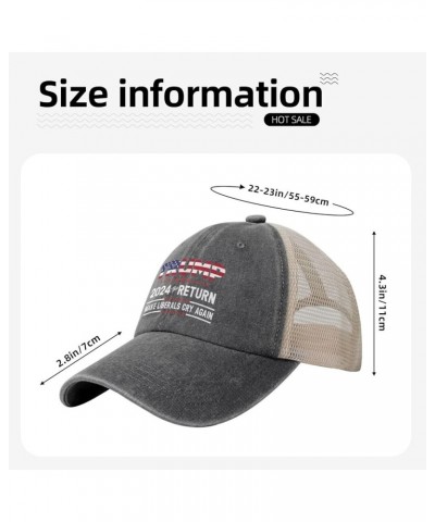 Donald Trump 2024 The Return Make Liberals Cry Again Trump Lovers Gifts Cowboy Hat Adult Mesh Baseball Cap Black Deep Heather...