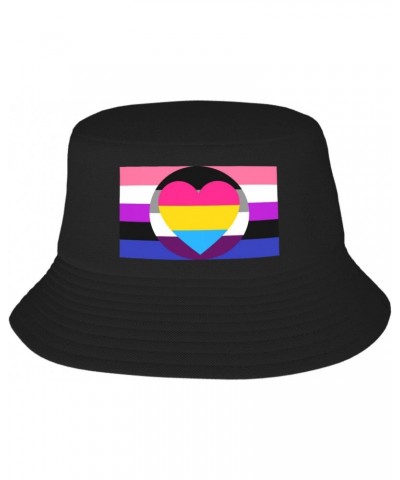 Asexual Panromantic Genderfluid Pride Flag Summer Style Essential: Double-Layer Fisherman Hat for Sun Protection and Fashion!...