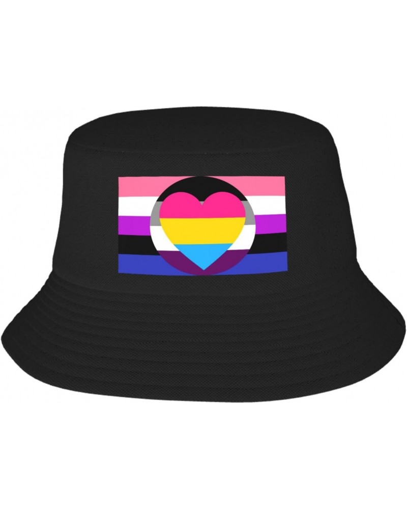 Asexual Panromantic Genderfluid Pride Flag Summer Style Essential: Double-Layer Fisherman Hat for Sun Protection and Fashion!...